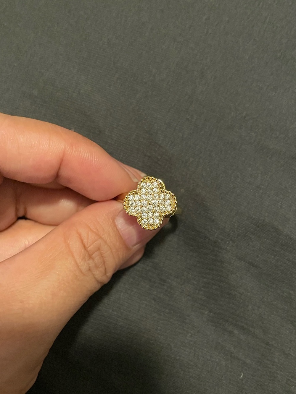 New - 14k gold plated clover spinning adjustable ring